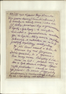 Listy Stanisława Ignacego Witkiewicza do żony Jadwigi z Unrugów Witkiewiczowej. List z 27.08.1937.