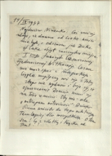 Listy Stanisława Ignacego Witkiewicza do żony Jadwigi z Unrugów Witkiewiczowej. List z 14.09.1937.