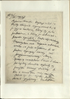 Listy Stanisława Ignacego Witkiewicza do żony Jadwigi z Unrugów Witkiewiczowej. List z 23.09.1937.