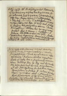 Listy Stanisława Ignacego Witkiewicza do żony Jadwigi z Unrugów Witkiewiczowej. Kartka pocztowa z 28.09.1937. Kartka pocztowa z 30.09.1937.
