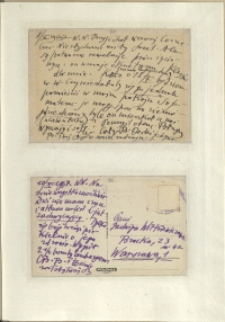 Listy Stanisława Ignacego Witkiewicza do żony Jadwigi z Unrugów Witkiewiczowej. Kartka pocztowa z 08.10.1937. Kartka pocztowa z 10.10.1937.
