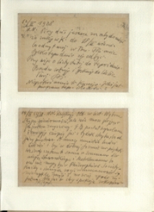 Listy Stanisława Ignacego Witkiewicza do żony Jadwigi z Unrugów Witkiewiczowej. Kartka pocztowa z 12.02.1938. Kartka pocztowa z 14.02.1938.