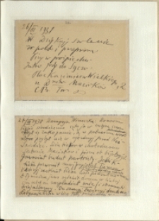 Listy Stanisława Ignacego Witkiewicza do żony Jadwigi z Unrugów Witkiewiczowej. Kartka pocztowa z 26.03.1938. Kartka pocztowa z 27.03.1938.