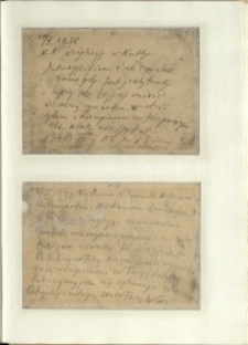 Listy Stanisława Ignacego Witkiewicza do żony Jadwigi z Unrugów Witkiewiczowej. Kartka pocztowa z 11.05.1938. Kartka pocztowa z 13.06.1938.