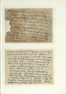 Listy Stanisława Ignacego Witkiewicza do żony Jadwigi z Unrugów Witkiewiczowej. Kartka pocztowa z 22.06.1938. Kartka pocztowa z 22.02.1938.