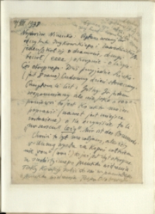 Listy Stanisława Ignacego Witkiewicza do żony Jadwigi z Unrugów Witkiewiczowej. List z 17.07.1938.