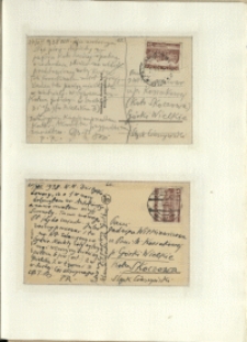 Listy Stanisława Ignacego Witkiewicza do żony Jadwigi z Unrugów Witkiewiczowej. Kartka pocztowa z 24.07.1938. Kartka pocztowa z 25.07.1937.