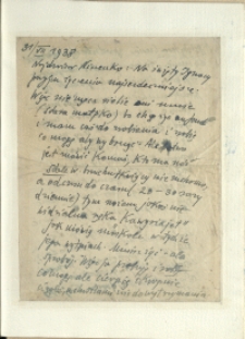 Listy Stanisława Ignacego Witkiewicza do żony Jadwigi z Unrugów Witkiewiczowej. List z 31.07.1938.