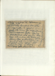 Listy Stanisława Ignacego Witkiewicza do żony Jadwigi z Unrugów Witkiewiczowej. Kartka pocztowa z 13.08.1938.