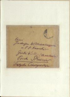 Listy Stanisława Ignacego Witkiewicza do żony Jadwigi z Unrug&oacute;w Witkiewiczowej. Koperta [b.d.]