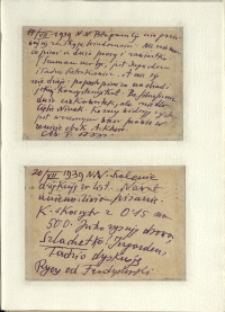 Listy Stanisława Ignacego Witkiewicza do żony Jadwigi z Unrugów Witkiewiczowej. Kartka pocztowa z 17.07.1939. Kartka pocztowa z 20.07.1939.
