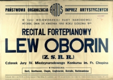[Afisz] Recital fortepianowy Lew Oborin