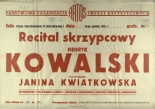 [Afisz] Recital skrzypcowy Henryk Kowalski