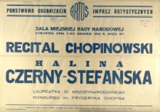 [Afisz] Recital chopinowski Halina Czerny-Stefańska