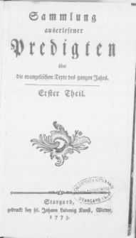 Sammlung auserlesener Predigten über die evangelischen Texte des ganzen Jahrs. T.1