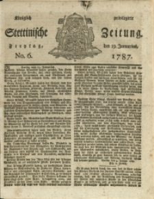 Königlich privilegirte Stettinische Zeitung. 1787 No. 6 + Beylage