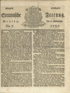 Königlich privilegirte Stettinische Zeitung. 1787 No. 7 + Beylage