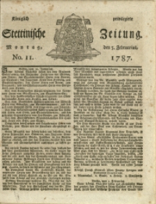 Königlich privilegirte Stettinische Zeitung. 1787 No. 11 + Beylage