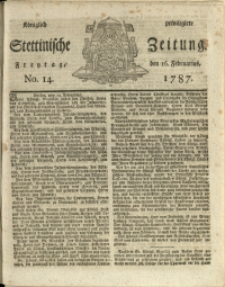 Königlich privilegirte Stettinische Zeitung. 1787 No. 14 + Beylage