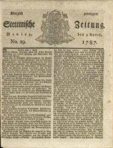 Königlich privilegirte Stettinische Zeitung. 1787 No. 29
