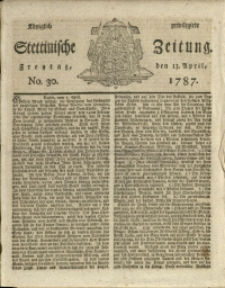 K&ouml;niglich privilegirte Stettinische Zeitung. 1787 No. 30 + Beylage