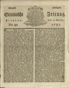 Königlich privilegirte Stettinische Zeitung. 1787 No. 30 + Beylage