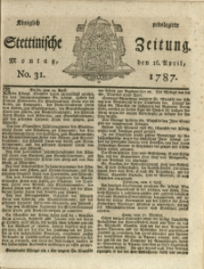 Königlich privilegirte Stettinische Zeitung. 1787 No. 31 + Beylage