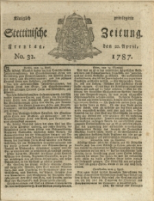 Königlich privilegirte Stettinische Zeitung. 1787 No. 32 + Beylage