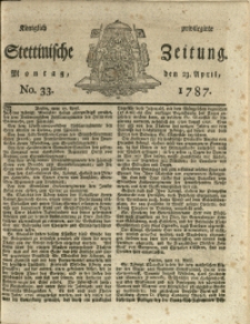 Königlich privilegirte Stettinische Zeitung. 1787 No. 33