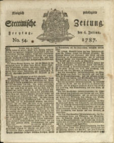 Königlich privilegirte Stettinische Zeitung. 1787 No. 54 + Beylage
