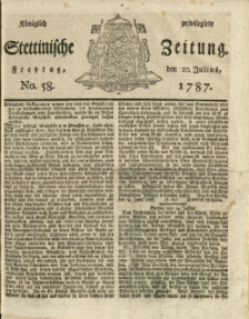 Königlich privilegirte Stettinische Zeitung. 1787 No. 58 + Beylage
