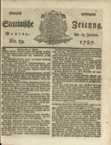 Königlich privilegirte Stettinische Zeitung. 1787 No. 59 + Beylage