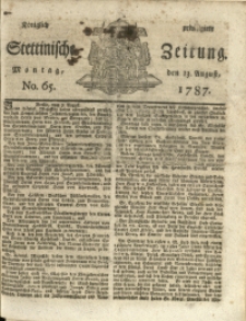Königlich privilegirte Stettinische Zeitung. 1787 No. 65 + Beylage