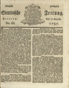 Königlich privilegirte Stettinische Zeitung. 1787 No. 66 + Beylage