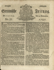 Königlich privilegirte Stettinische Zeitung. 1787 No. 77 + Beylage