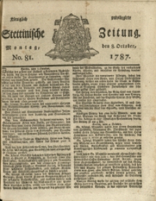 Königlich privilegirte Stettinische Zeitung. 1787 No. 81 + Beylage