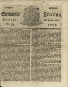 Königlich privilegirte Stettinische Zeitung. 1787 No. 83 + Beylage