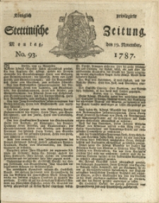 Königlich privilegirte Stettinische Zeitung. 1787 No. 93 + Beylage