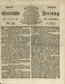 Königlich privilegirte Stettinische Zeitung. 1787 No. 98 + Beylage