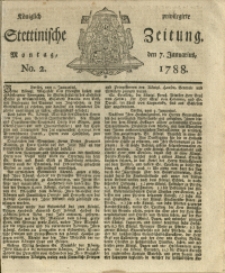 Königlich privilegirte Stettinische Zeitung. 1788 No. 2 + Beylage
