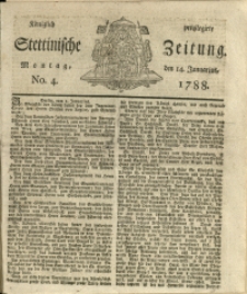 Königlich privilegirte Stettinische Zeitung. 1788 No. 4 + Beylage