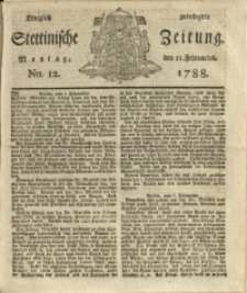 Königlich privilegirte Stettinische Zeitung. 1788 No. 12 + Beylage