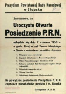 [Afisz] Uroczyste Otwarte Posiedzenie P.R.N.