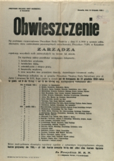 [Afisz] Obwieszczenie : [rejestracja osób zamieszkałych na terenie miasta]
