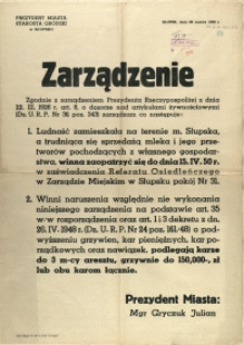 [Afisz] Zarządzenie : [zaświadczenia Referatu Osiedleńczego]