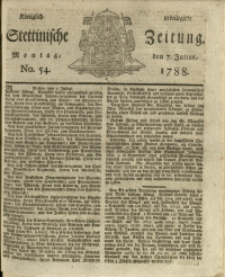 Königlich privilegirte Stettinische Zeitung. 1788 No. 54