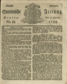 Königlich privilegirte Stettinische Zeitung. 1788 No. 58 + Beylage