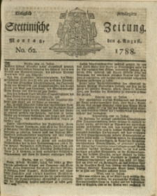 Königlich privilegirte Stettinische Zeitung. 1788 No. 62 + Beylage