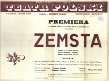 [Afisz] Zemsta : komedia w 4-ch aktach wierszem Aleksandra Fredry