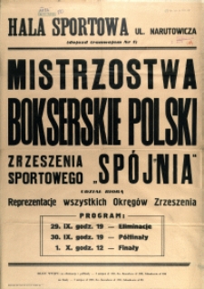 [Afisz] Mistrzostwa Bokserskie Polski Zrzeszenia Sportowego "Spójnia"